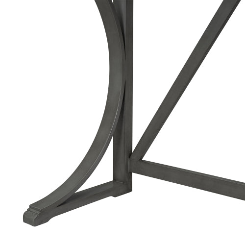 3-Piece Gray Farmhouse Set with USB & Type-C, Table & 2 Stools