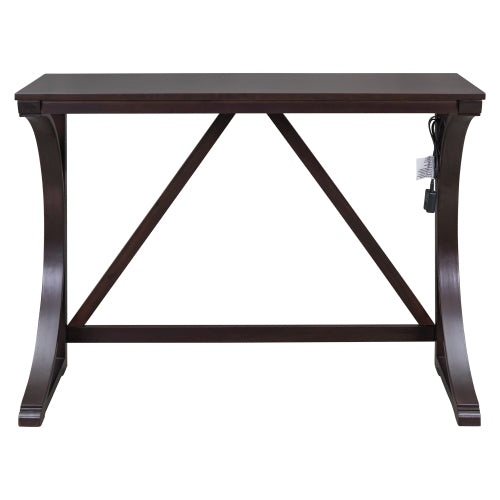 3-Piece Espresso Farmhouse Set with USB & Type-C, Table & 2 Stools