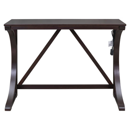 3-Piece Espresso Farmhouse Set with USB & Type-C, Table & 2 Stools