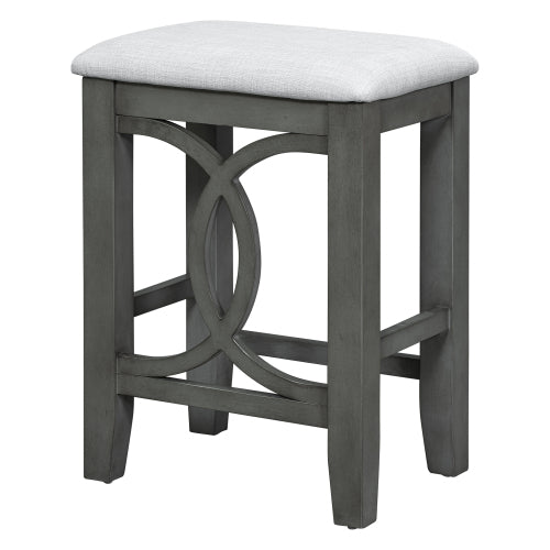 3-Piece Gray Farmhouse Set with USB & Type-C, Table & 2 Stools