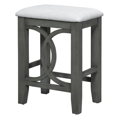 3-Piece Gray Farmhouse Set with USB & Type-C, Table & 2 Stools