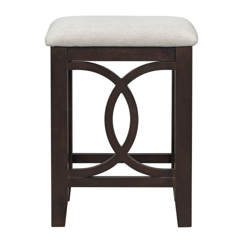3-Piece Espresso Farmhouse Set with USB & Type-C, Table & 2 Stools