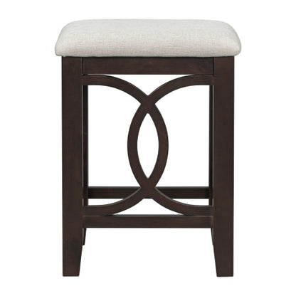 3-Piece Espresso Farmhouse Set with USB & Type-C, Table & 2 Stools