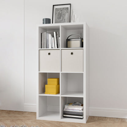 White 2*4 Smart 8-Cube Open Back Freestanding Storage Bookcase