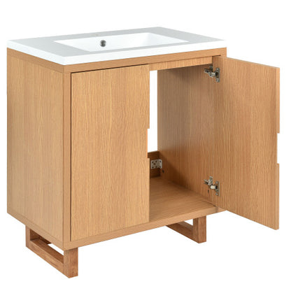 30.1inch Bathroom Vanity Set with Sink Solid Wood Frame Cabinet Soft Close Doors Large Storage