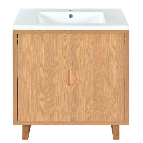 30.1inch Bathroom Vanity Set with Sink Solid Wood Frame Cabinet Soft Close Doors Large Storage
