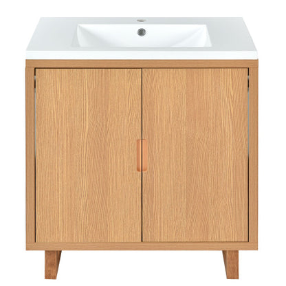 30.1inch Bathroom Vanity Set with Sink Solid Wood Frame Cabinet Soft Close Doors Large Storage