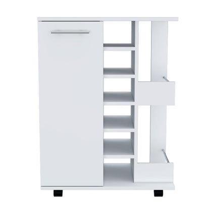 2-Shelf 6-Bottle Bar Cart with Division White
