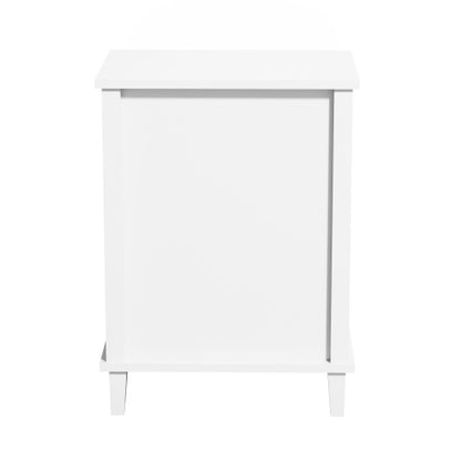 26.77''H Wooden Nightstand with One Drawer One Shelf for Kids, Adults, White+Golden handle