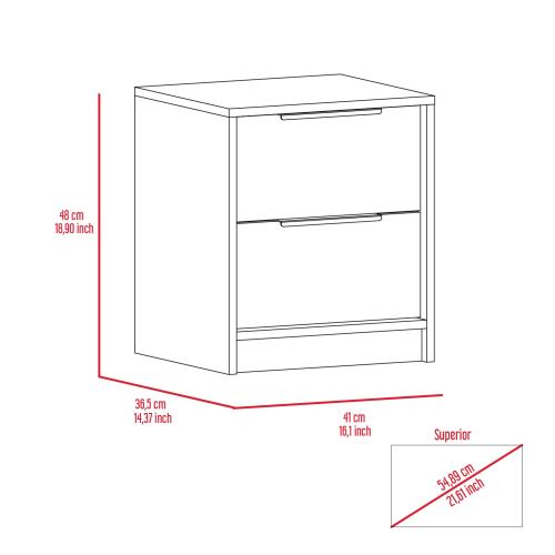 2-Drawer Modern Nightstand, Light Grey, Manufactured Wood