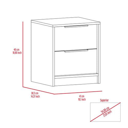 2-Drawer Modern Nightstand, Light Grey, Manufactured Wood