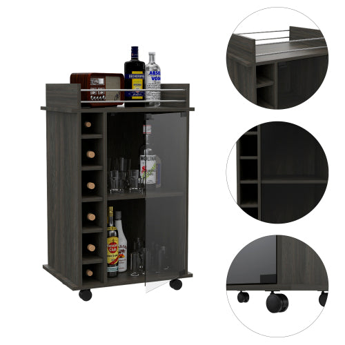 6-Bottle 3-Shelf Bar Cart Carbon Espresso