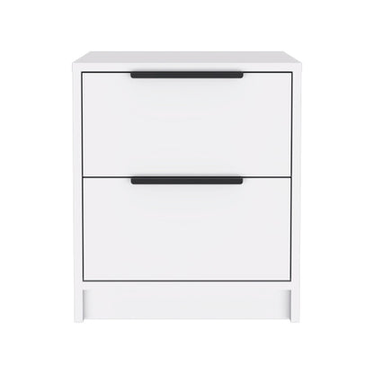 White Modern 2-Drawer Compact Nightstand