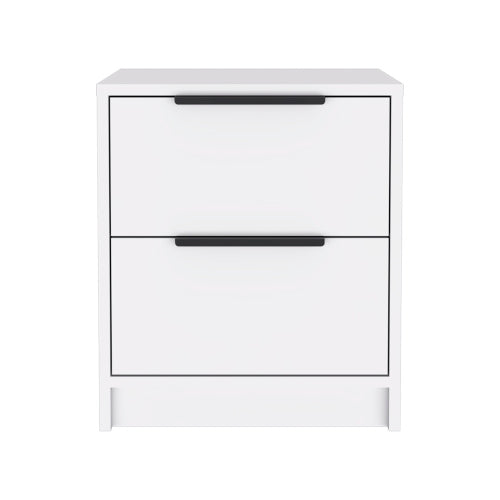 White Modern 2-Drawer Compact Nightstand