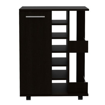 2-Shelf 6-Bottle Bar Cart with Division Wenge