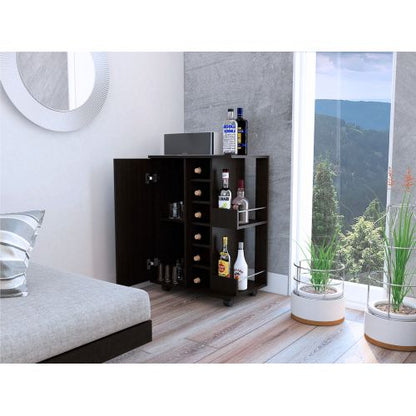2-Shelf 6-Bottle Bar Cart with Division Wenge