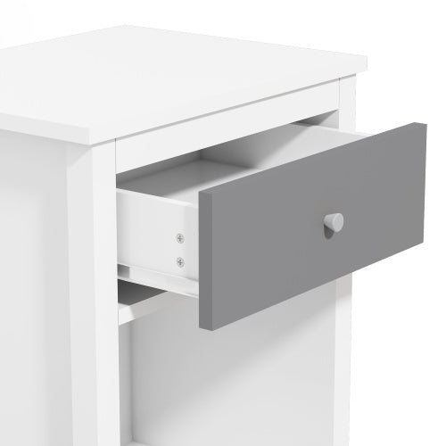 26.77''H Wooden Nightstand with One Drawer One Shelf for Kids, Adults,Gray+Silver handle