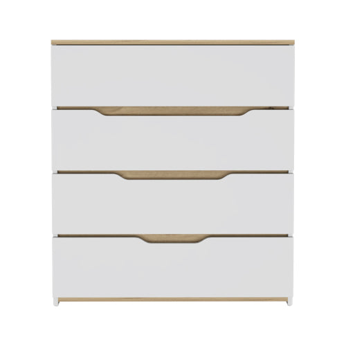4-Drawer Dresser White and Light Oak