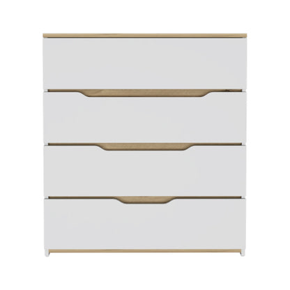 4-Drawer Dresser White and Light Oak