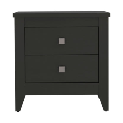 2 Drawer Nightstand, Modern Bedside Table with Four Legs, Wenge Storage Cabinet for Bedroom