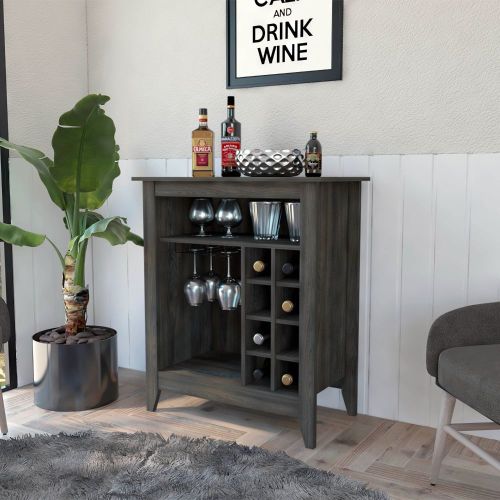 6-Bottle 1-Drawer 1-Shelf Bar Cabinet Carbon Espresso