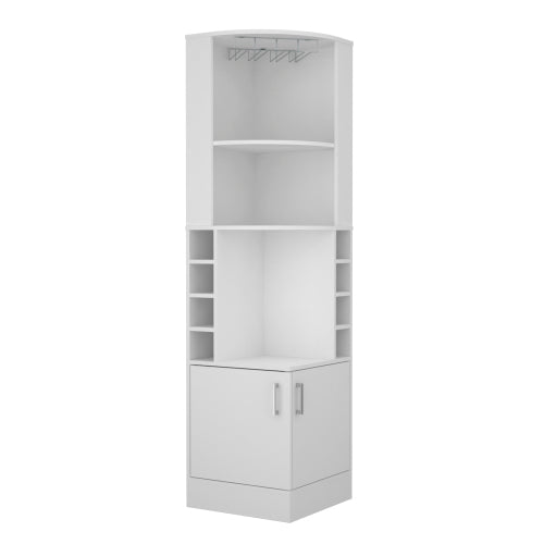 White 8-Bottle 2-Shelf Bar Cabinet