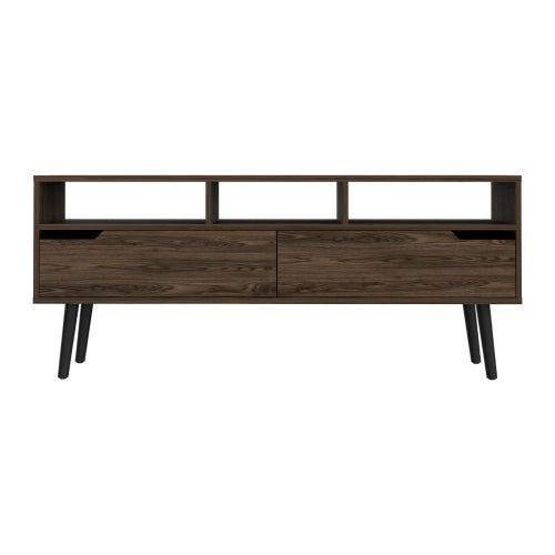 Dark Walnut 53.9 Inch 5-Shelf TV Stand with 2 Doors for 60 Inch TV