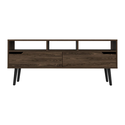 Dark Walnut 53.9 Inch 5-Shelf TV Stand with 2 Doors for 60 Inch TV
