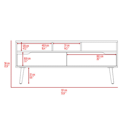 Dark Walnut 53.9 Inch 5-Shelf TV Stand with 2 Doors for 60 Inch TV