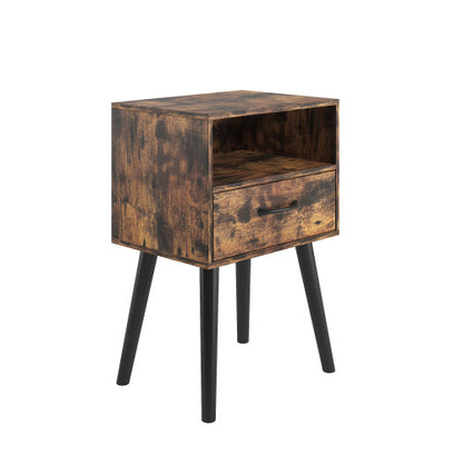 Nightstand,Modern Bedside Table with Storage Drawer and Open Wood Shelf, for Living Room, Bedroom and Small Spaces, Accent Night Stand, Easy Assembly