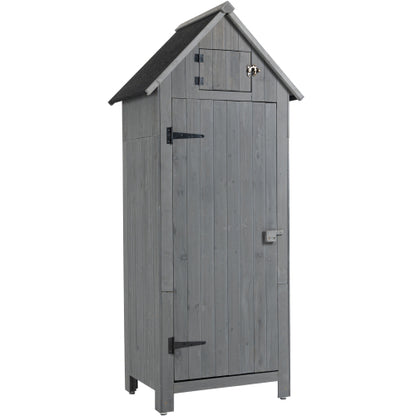 30.3L X 21.3W X 70.5H Outdoor Storage Cabinet Tool Shed Wooden Garden Shed Gray