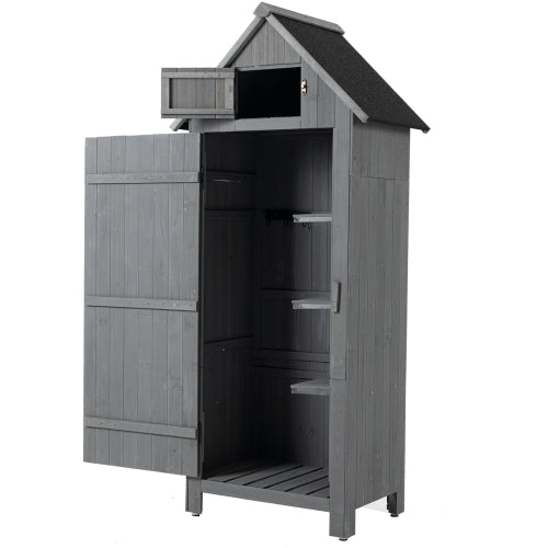 30.3L X 21.3W X 70.5H Outdoor Storage Cabinet Tool Shed Wooden Garden Shed Gray