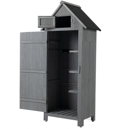 30.3L X 21.3W X 70.5H Outdoor Storage Cabinet Tool Shed Wooden Garden Shed Gray