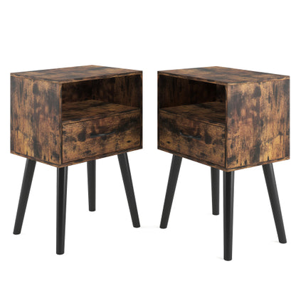 Nightstand,Modern Bedside Table with Storage Drawer and Open Wood Shelf, for Living Room, Bedroom and Small Spaces, Accent Night Stand, Easy Assembly