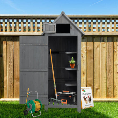 30.3L X 21.3W X 70.5H Outdoor Storage Cabinet Tool Shed Wooden Garden Shed Gray