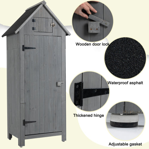30.3L X 21.3W X 70.5H Outdoor Storage Cabinet Tool Shed Wooden Garden Shed Gray