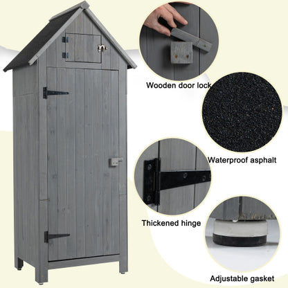 30.3L X 21.3W X 70.5H Outdoor Storage Cabinet Tool Shed Wooden Garden Shed Gray