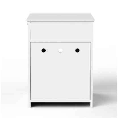 White Wooden Cat Litter Box Enclosure, Multi-Functional Nightstand Side Table
