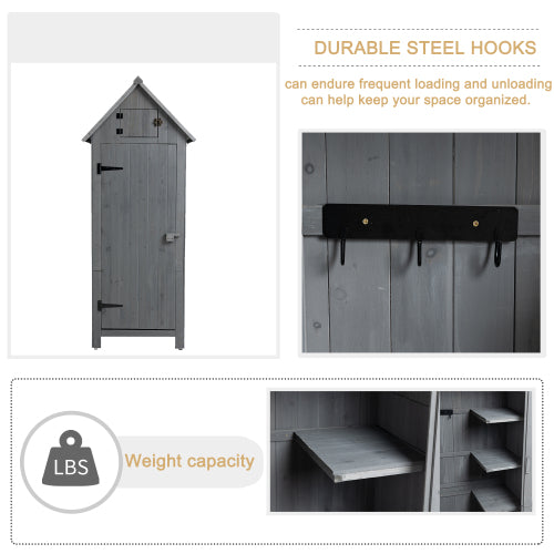 30.3L X 21.3W X 70.5H Outdoor Storage Cabinet Tool Shed Wooden Garden Shed Gray