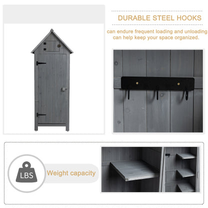 30.3L X 21.3W X 70.5H Outdoor Storage Cabinet Tool Shed Wooden Garden Shed Gray