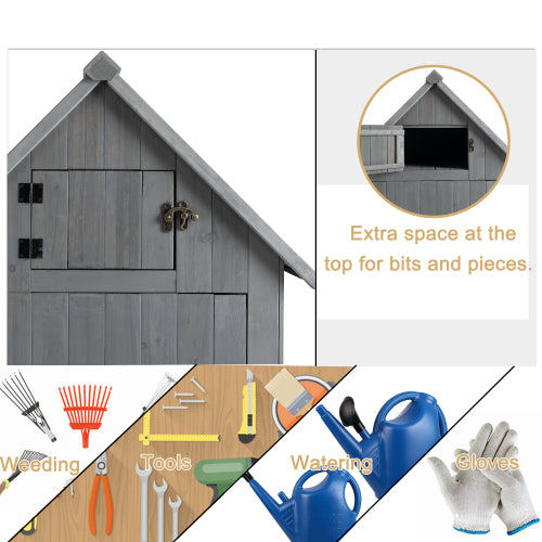 30.3L X 21.3W X 70.5H Outdoor Storage Cabinet Tool Shed Wooden Garden Shed Gray