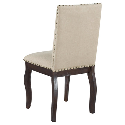 Set of 2 Upholstered Dining Chairs with Rubber Wood Frame, Nailhead Trim, 37.75inch  High Back, Espresso