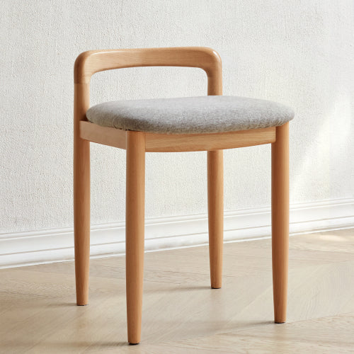 Single Natural Beech Wood Bench Makeup Stool, Fully Assembled 300 LBS Load Capacity