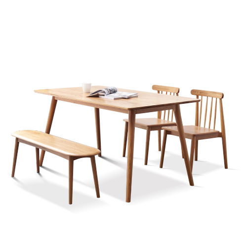 Natural Oak Wood for Dining Bench Table Bench for Living Room