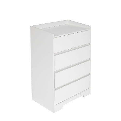 4 Drawer Dresser, Chest of Drawers Without Handle, White Dresser for Bedroom 100% Waterproof, Modern Wooden Cabinet with Sturdy Frame for Living Room, Entryway, Bedroom, Hallway, Office
