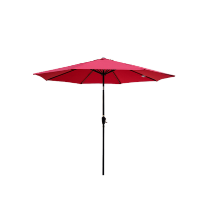 10ft Outdoor Patio Umbrella Red 8 Ribs Tilt and Crank Mechanism Pole Diameter 1.49inch Without Base