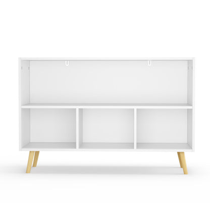 Kids Bookcase with Fabric Drawers and Toy Storage Organizer, White/Pink