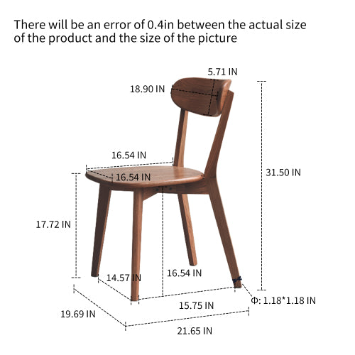 Set of 2 FAS Grade North American Solid Oak Dining Chairs, Unupholstered Solid Wood Side Chairs
