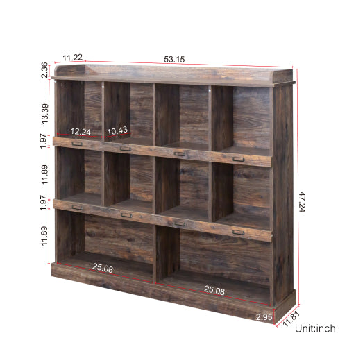 10-Cubby Large Open Bookcase 53.15¡Á11.81¡Á47.24 Inch, 15mm Particle Board Home Storage Display Cabinet