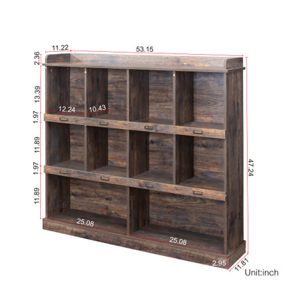 10-Cubby Large Open Bookcase 53.15¡Á11.81¡Á47.24 Inch, 15mm Particle Board Home Storage Display Cabinet